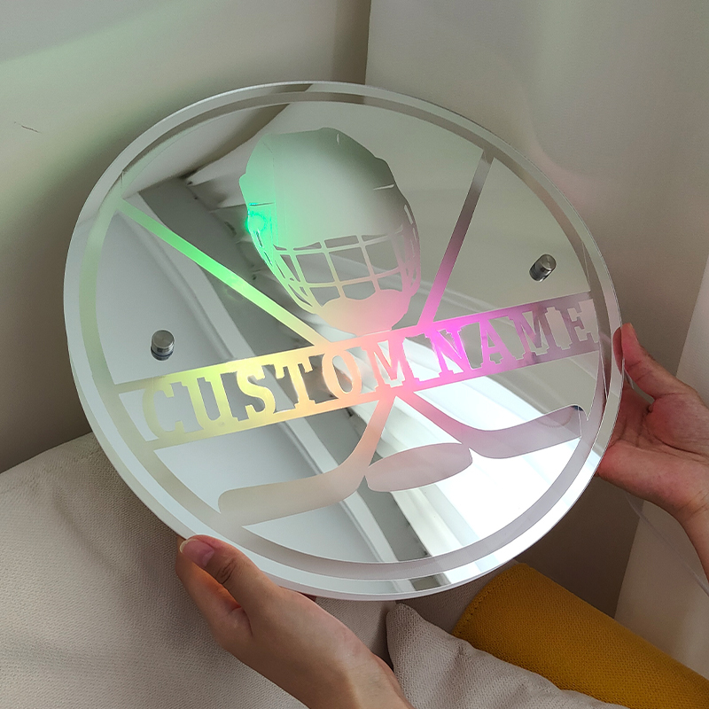 Personalized Hockey Mirror Lamp Cool Gift For Hockey Lovers