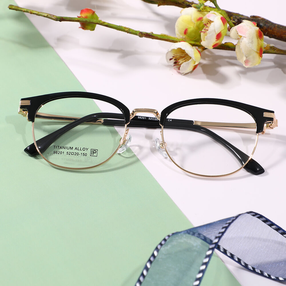 Harla Browline Black Gold Glasses