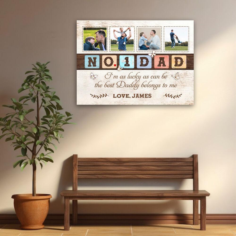 Personalized Picture Canvas Wall Art with Butterflies Pattern Interesting Gift for Dad