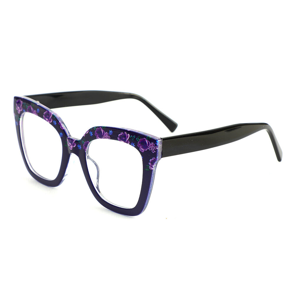 Cynthia Quadratische Lila Blumen Brille