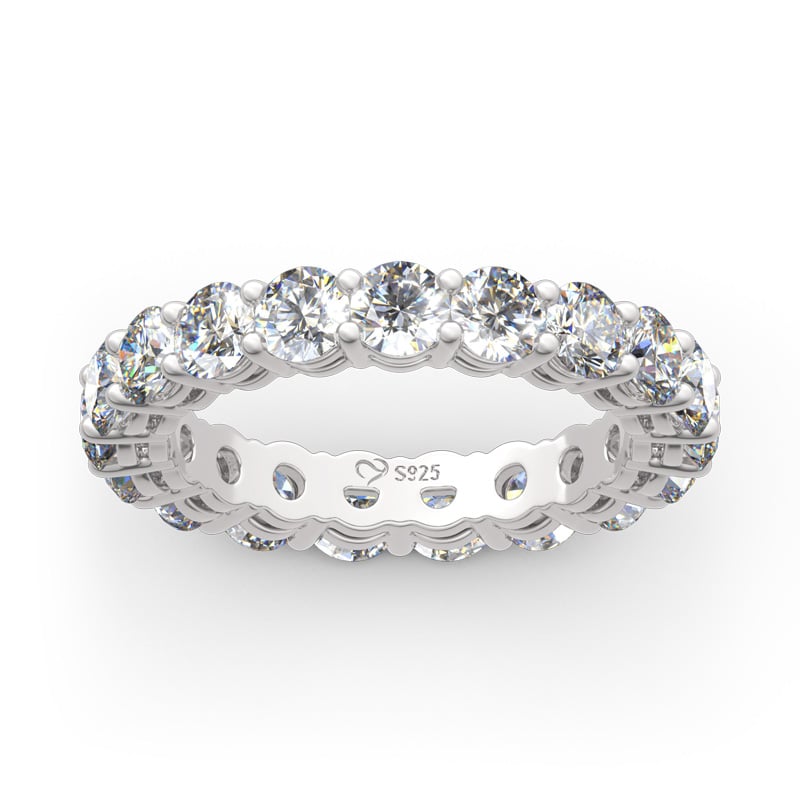 Fashion Eternity Sterling Silver Round Cut Wedding Band for Women