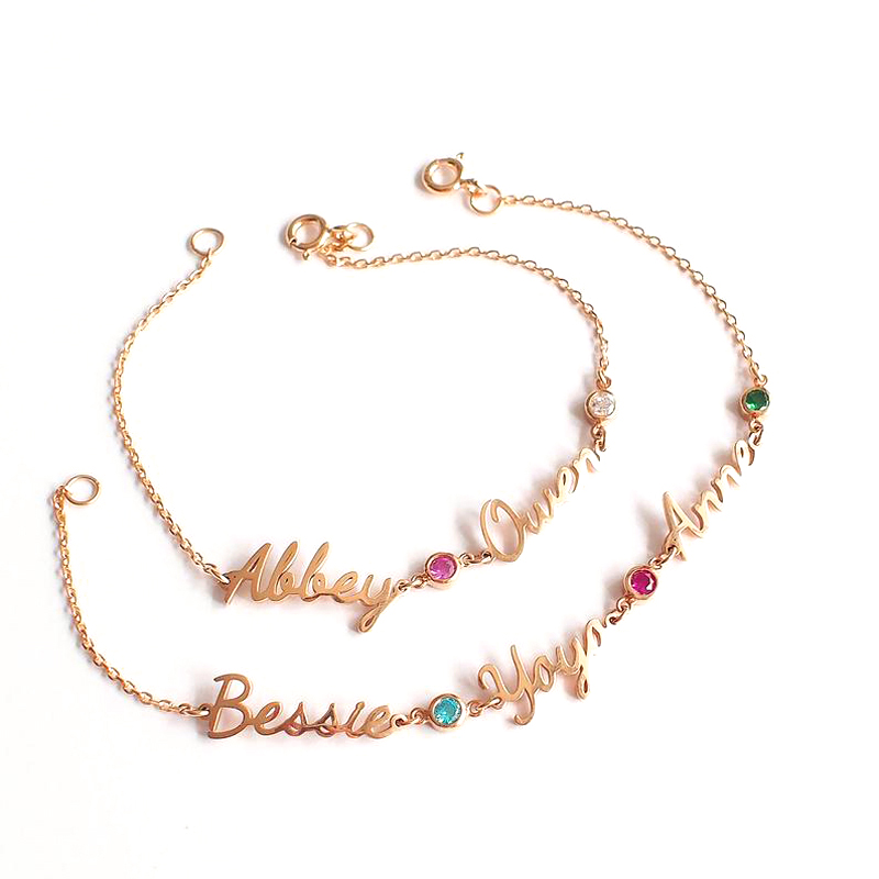 誕生石 ネーム カスタマイズ ブレスレット
