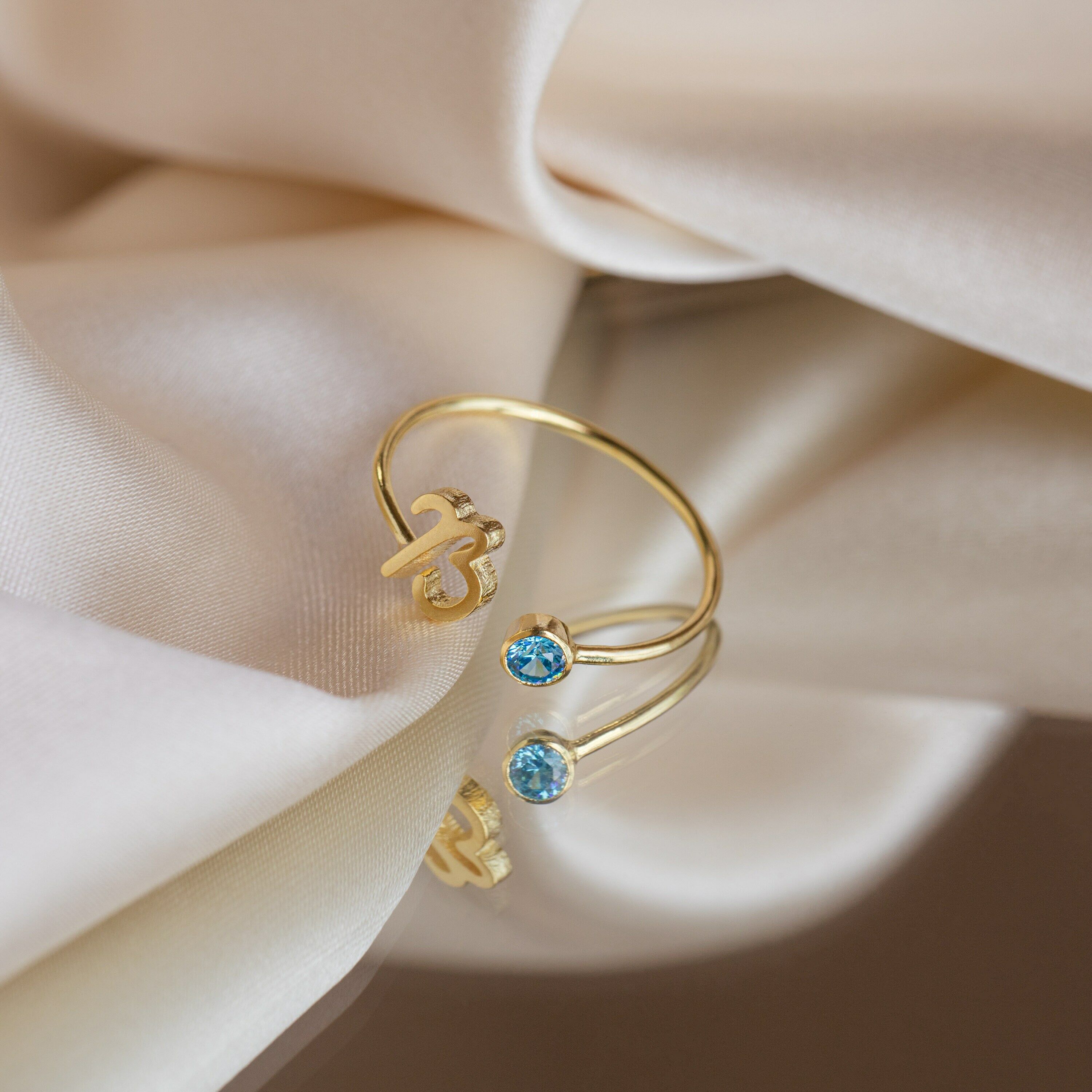 Personalized Letter Ring With Birthstone Beautiful Gift For Her