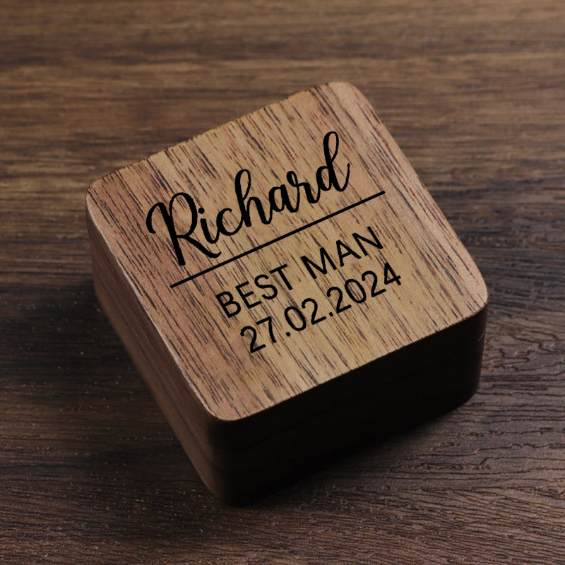 Personalized Cufflink Box Best Man Custom Name Date Engraving Design Great Gift for Groomsman