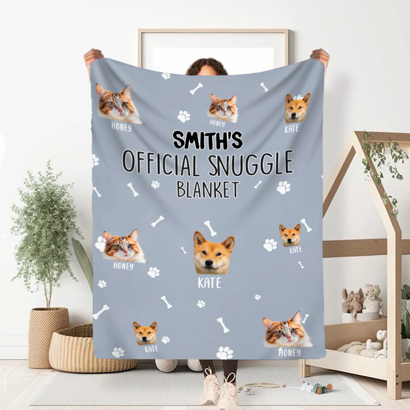 写真入り ブランケット 可愛い 肉球柄 ペット 写真入り 名前入り シンプル  プレゼント オーダーメイド