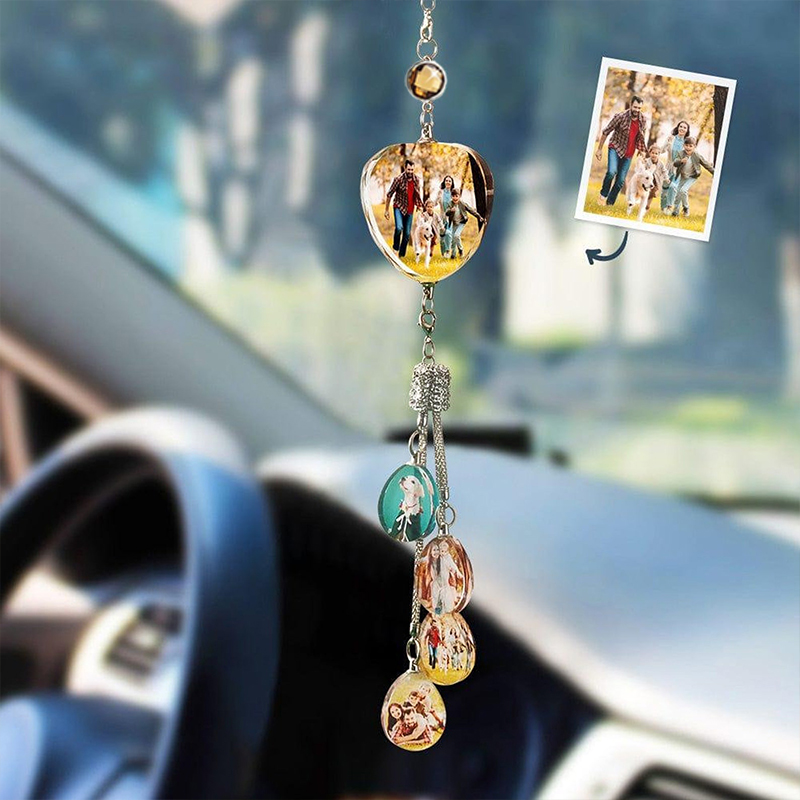Personalized Photo Pendant 4 Styles Lucky Crystal Car Pendant add 5 Photos for Friends