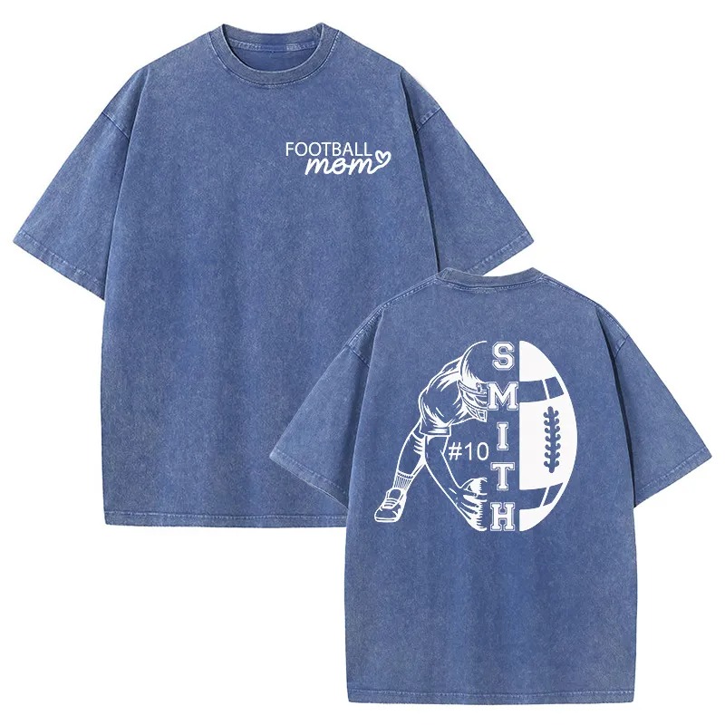 Personalized Washed T-shirt Custom Name Player Game Day Design Perfect Gift for Football Mom