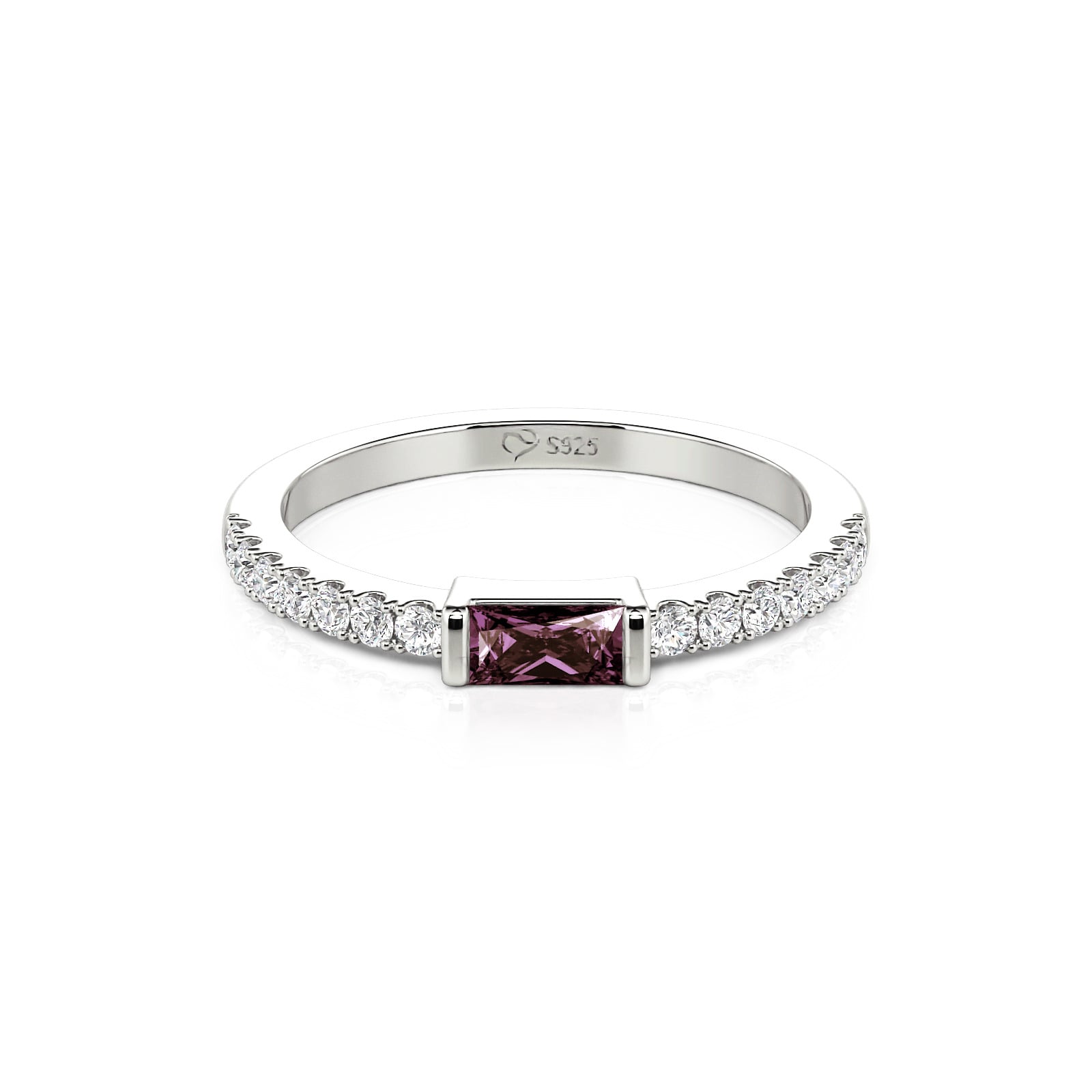 Jeulia Custom Dainty East West Baguette Cut Birthstone Ring