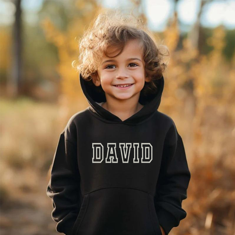 Personalized Kids Embroidered Hoodie Custom Line Name Gift For Children