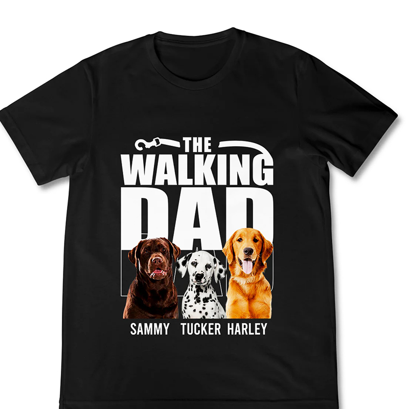 Personalized T-shirt The Walking Dad Custom Your Dog Photos Perfect Father's Day Gift for Pet Lovers