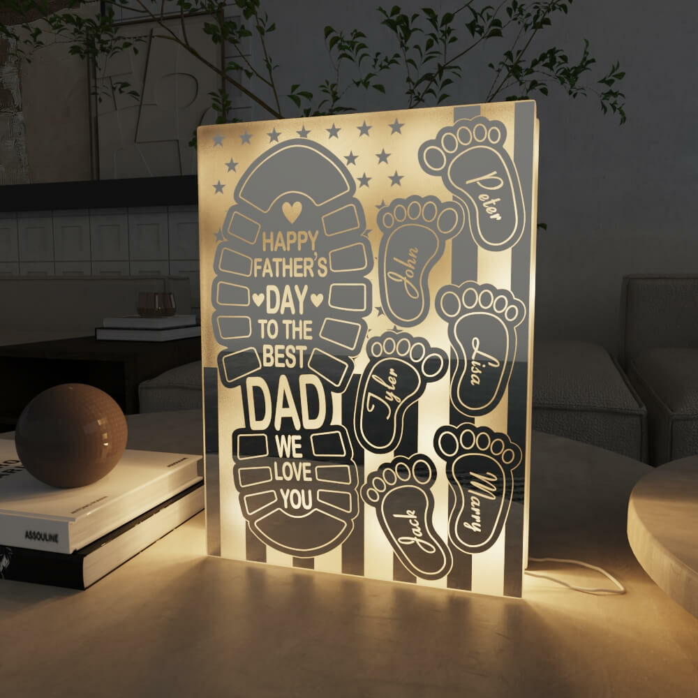Personalized Mirror Lamp Customized Feet Name Cute Father's Day Gift