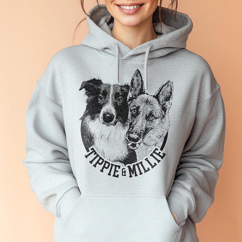 Personalized Hoodie Custom Photo Animal Portrait Cool Style Design Perfect Gift for Pet Lovers