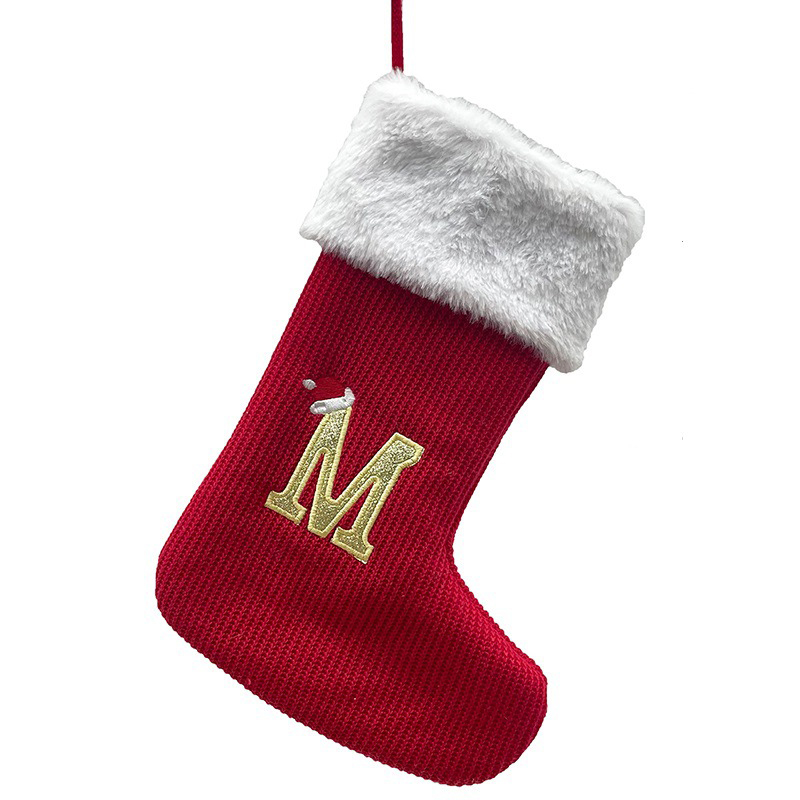 イニシャル 刺繍 クリスマスソックス 飾り バッグ
