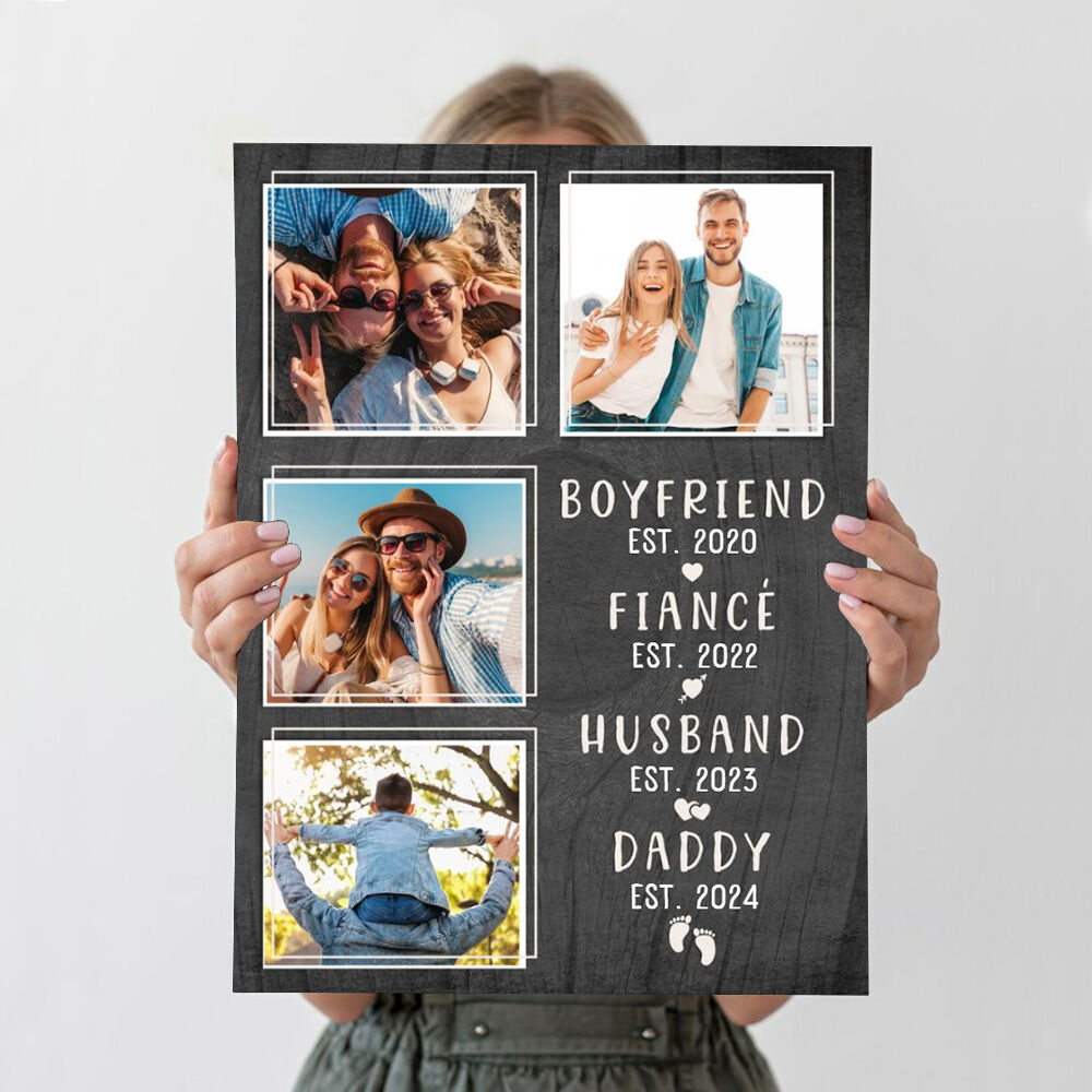 Personalized Picture Canvas Wall Art with Footprint Pattern Interesting Gift for Your Husband