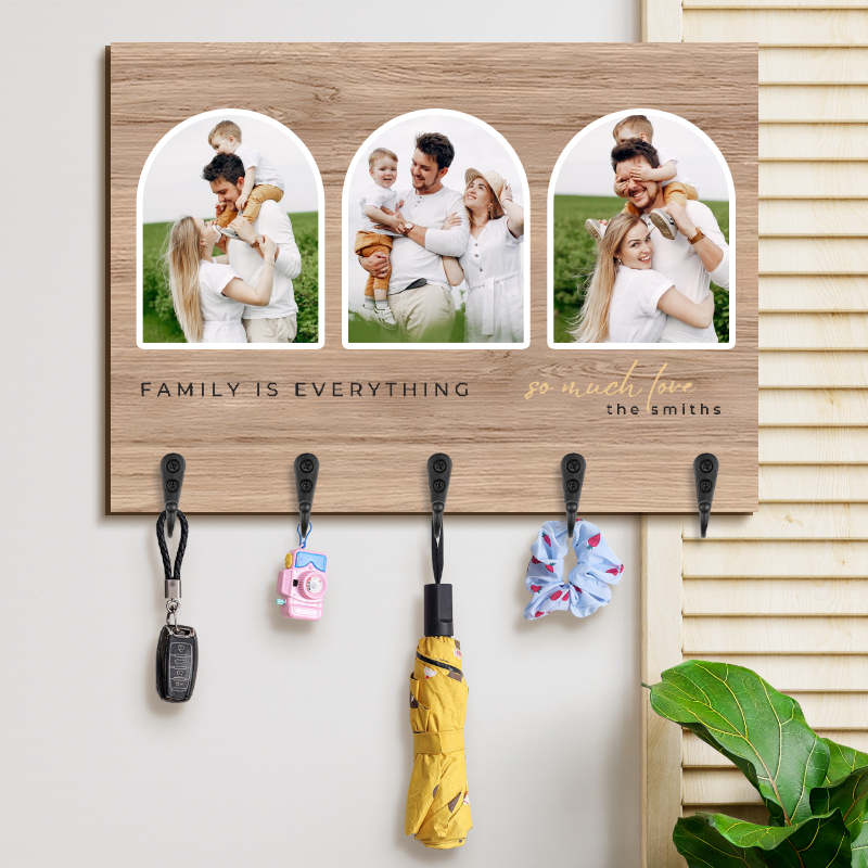 Personalisierter Schlüsselhaken Familie ist alles Individuelles Foto Perfektes Deko-Geschenk für einen geliebten Menschen