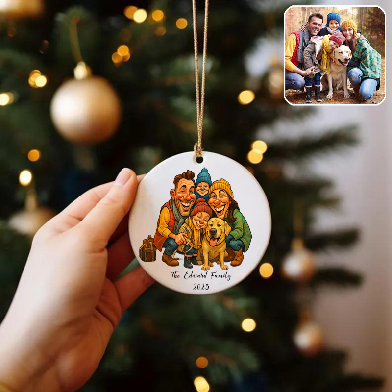 Personalized Hanging Ornaments Customized Cartoon Style Photo Christmas Gift
