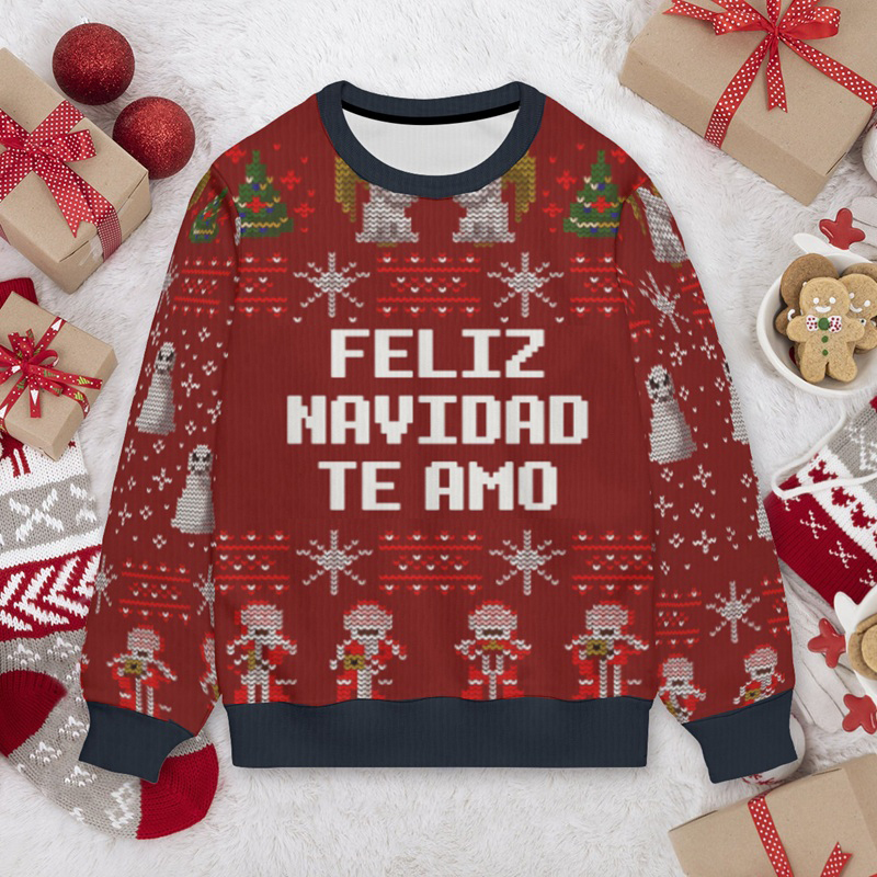 Personalized Ugly Sweater Unisex Custom Messages Snowman Festive Style Design Christmas Gift for Friends