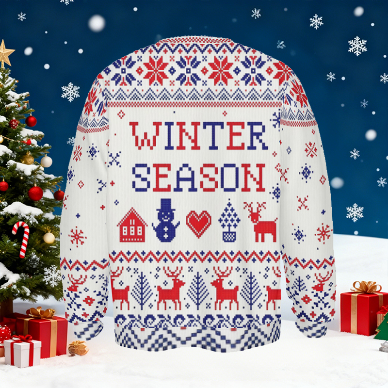 Personalized Ugly Sweater Unisex Custom Photo Winter Season Scene Design Perfect Christmas Gift for Family