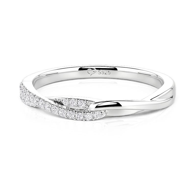 Jeulia Knot Twist Pave Women's Wedding Band Sterling Silver