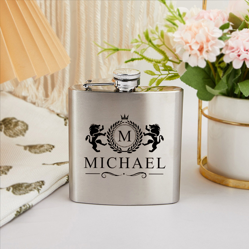 Personalized Name Wine Pot with Lions Pattern Creative Gift for Brave Person