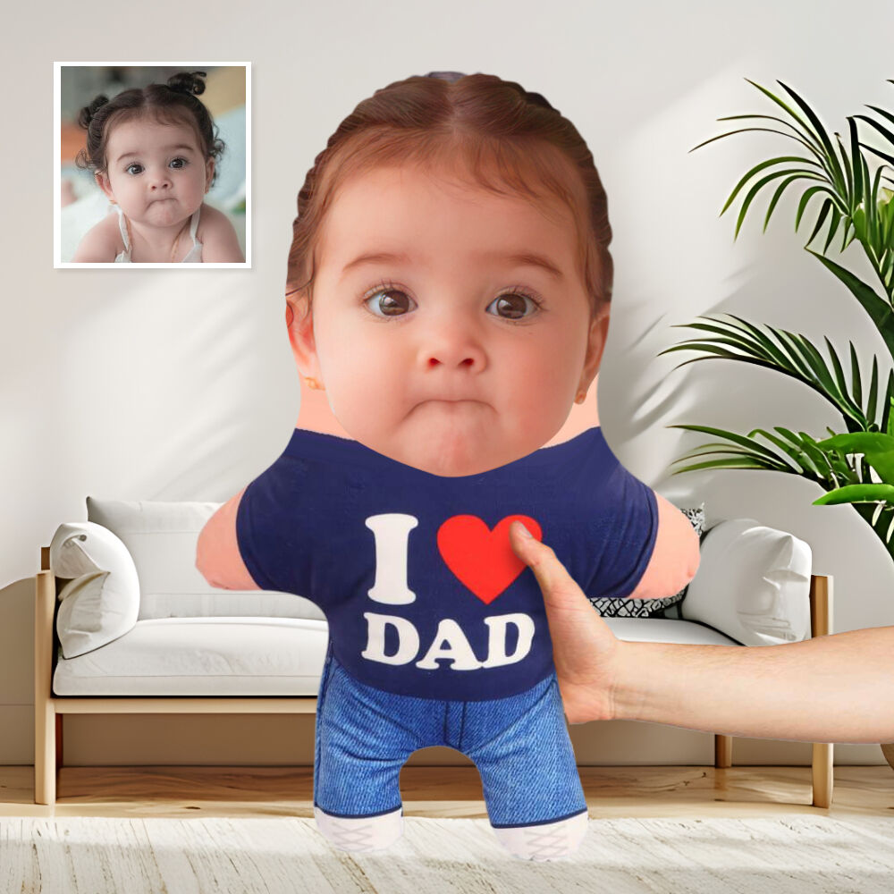 Personalized I Heart Dad Face Pillow Gift for Dad from Children
