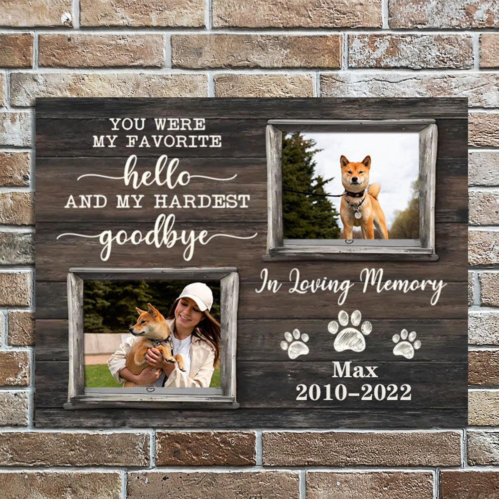 Personalized Picture Canvas Wall Art with Paw Print Pattern Cute Gift for Pet Lover