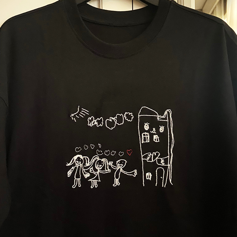 Personalized Sweatshirt Embroidery Kids Drawing Custom Photo Unique Meaningful Gift for Parents