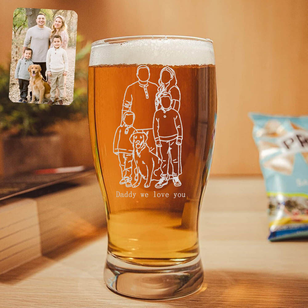 Personalized Picture Beer Glass with Custom Text Warm Gift for Family