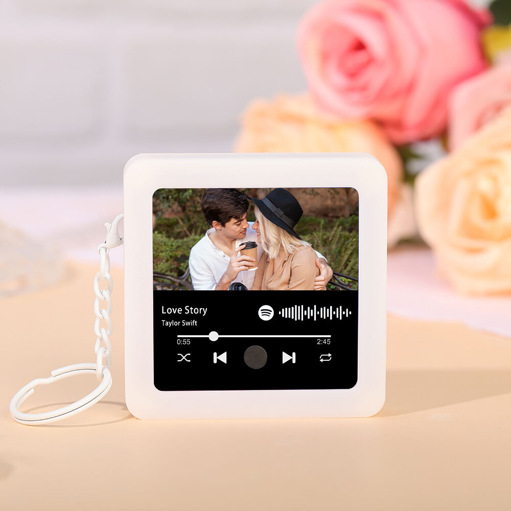 Personalized Photo Keychain Music Box with Custom Spotify Code Funny Gift for Couples