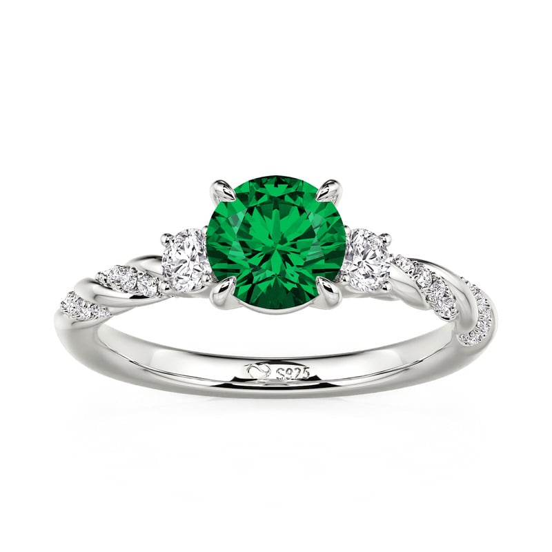 Jeulia Custom Three Stone Twisted Birthstone Engagement Ring