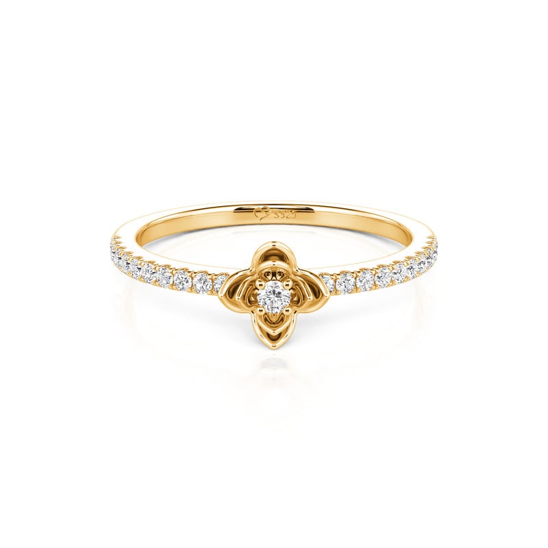 Jeulia Rose Bud Pavé Round Cut Gold Engagement Ring