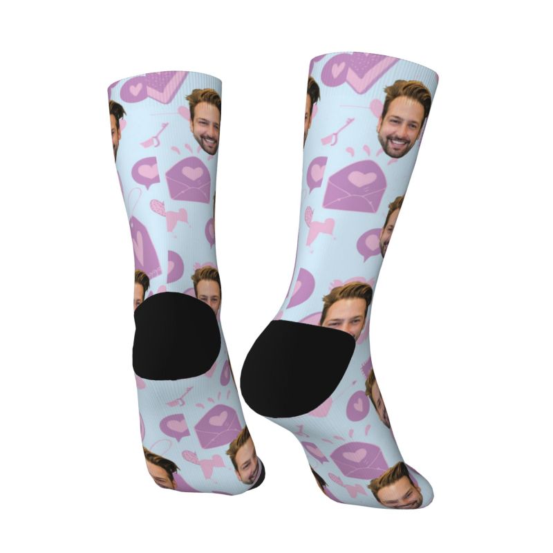 "Purple Love" Customized Couple Face Socks Valentine's Day Gift