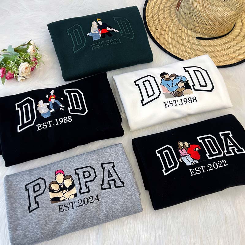 Personalized Sweatshirt Embroidered Dad with Custom Photo Design Unique Gift for Father's Day
