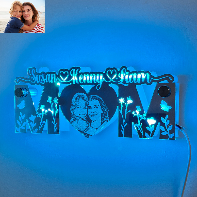 Personalized Mom Mirror Lamp Customized Photo Warm Mother's Day Gift