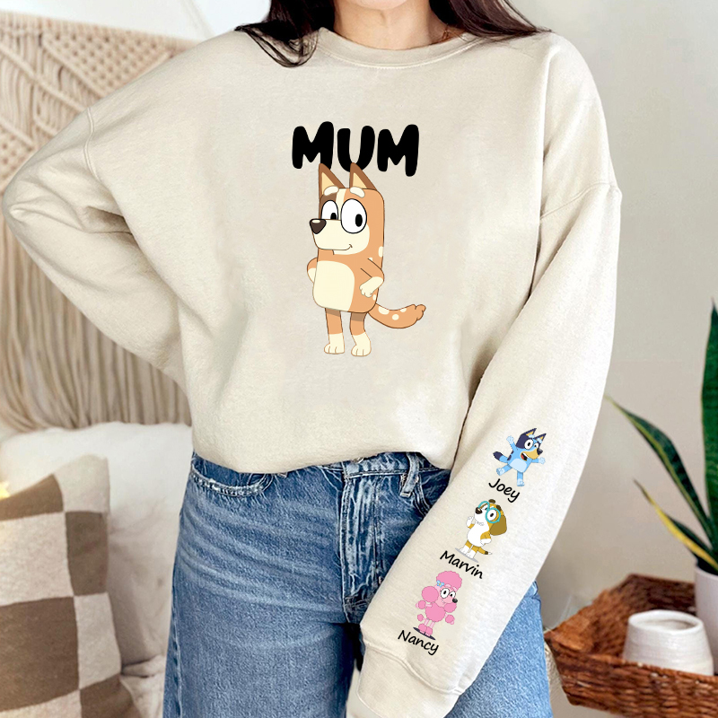 Personalized Sweatshirt Custom Dog Mama with Cute Cartoon Pattern Design Perfect Mother's Day Gift