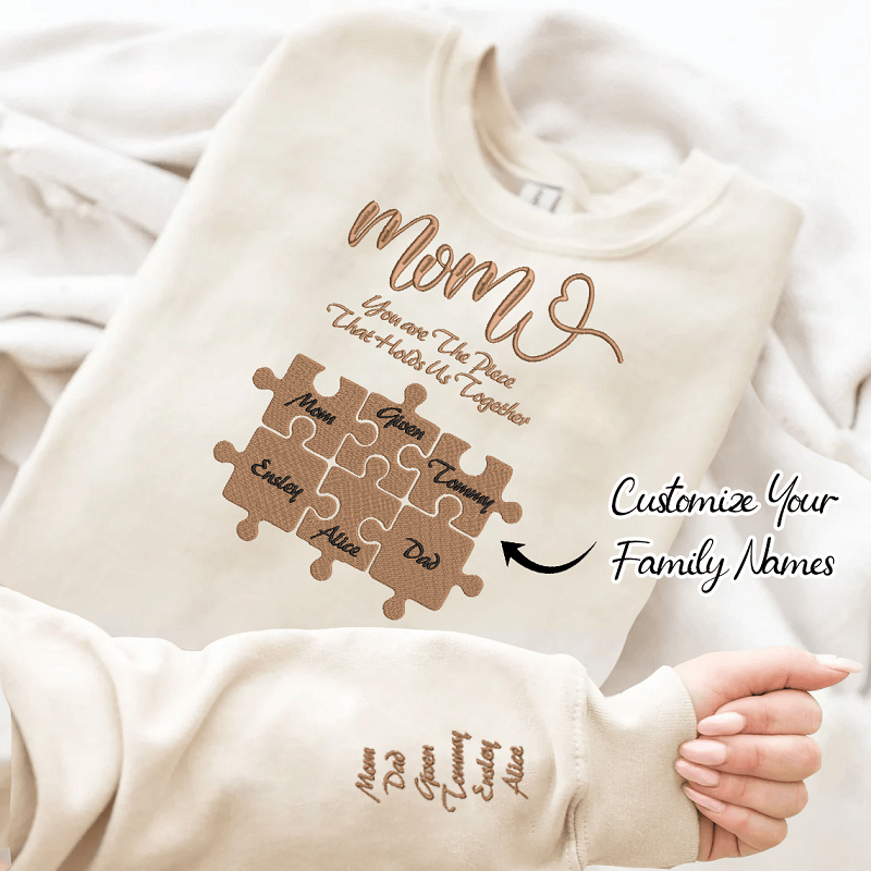 Personalized Sweatshirt Embroidered Puzzles You Are The Piece That Holds Us Together Warm Gift for Family
