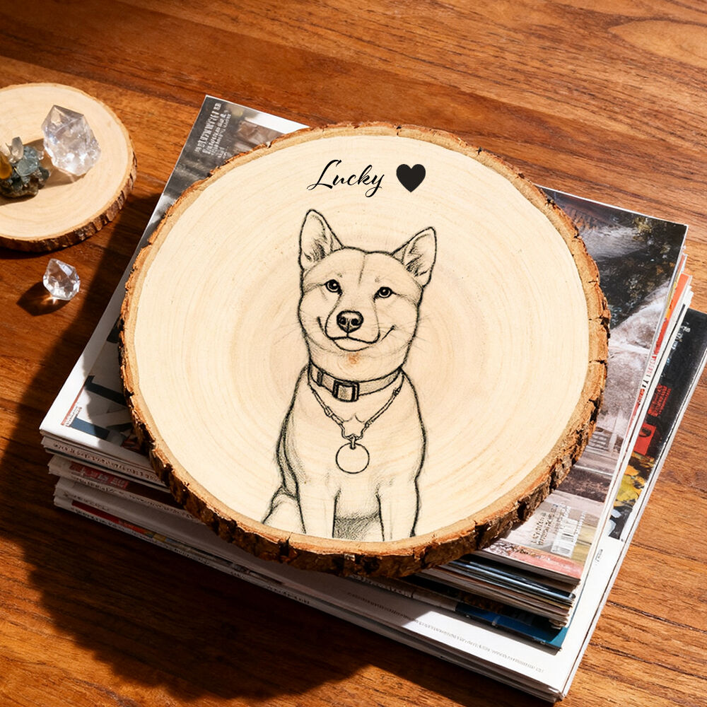 Custom Dog Cat Wood Photo Frame Keepsake Engraved Pet Memorial Plaque for Pet Owners