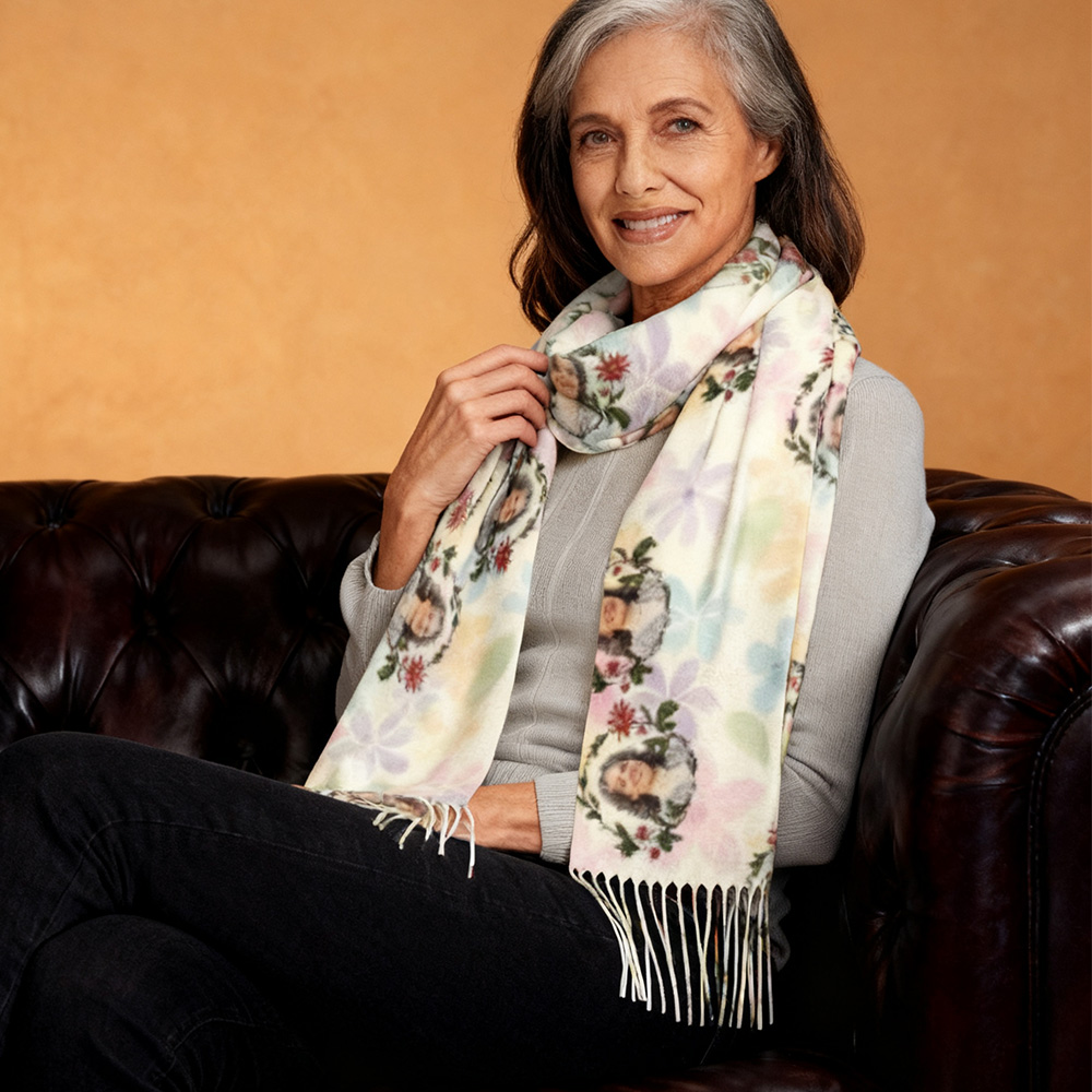 Personalized Scarf with Wreath Winter Scarf Memorial Loved Ones Gift for Family Members