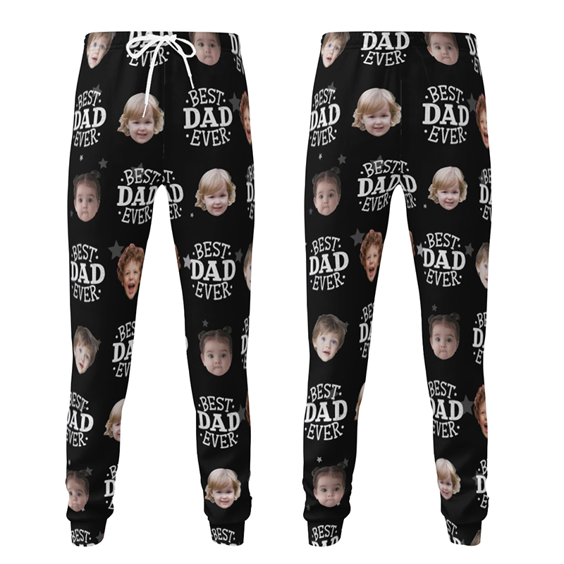 Personalized Unisex Sweatpants Custom Kids Photo Best Dad Ever Perfect Gift for Father