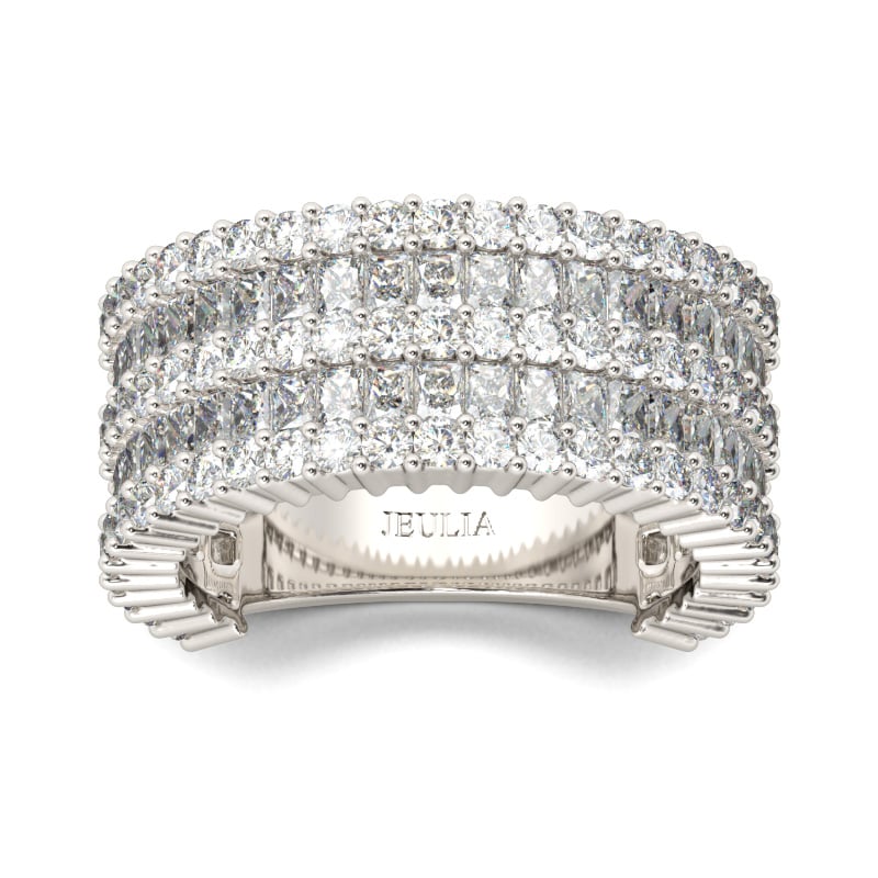 Jeulia Wide Radiant Cut Sterling Silver Women's Band