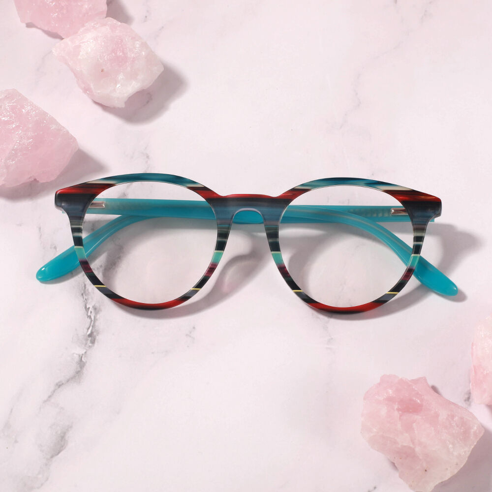 Jolie Round Blue Multicolored Glasses