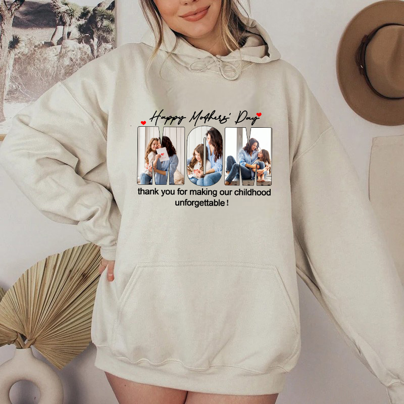 Personalized Hoodie with Custom Photos and Messages for Mother's Day Gift