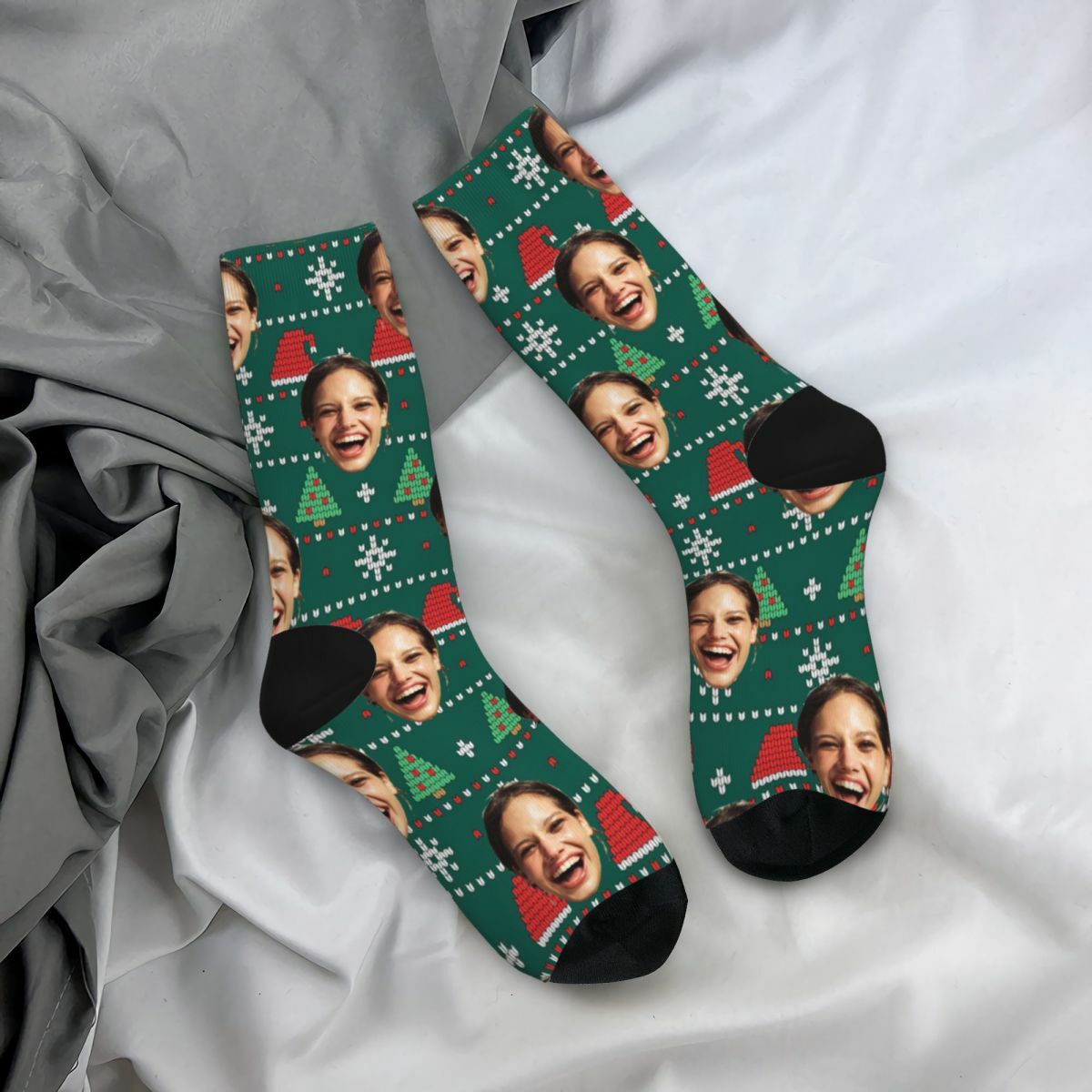 Customized Face Socks Add Photo Mid-Calf Socks for Christmas