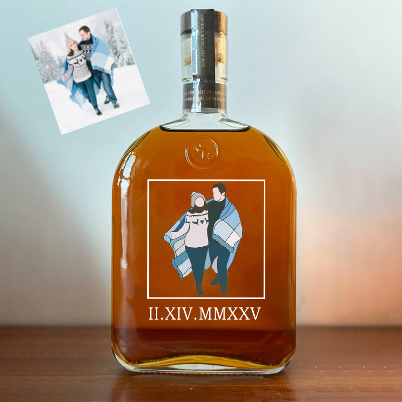 Personalized Picture Whiskey Bottle with Custom Date Wonderful Gift for Anniversary