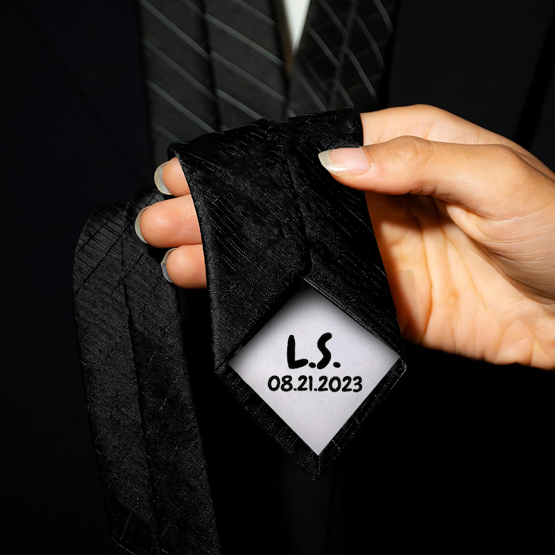 Custom Letter Tie with Custom Date Simple Gift for Boyfriend