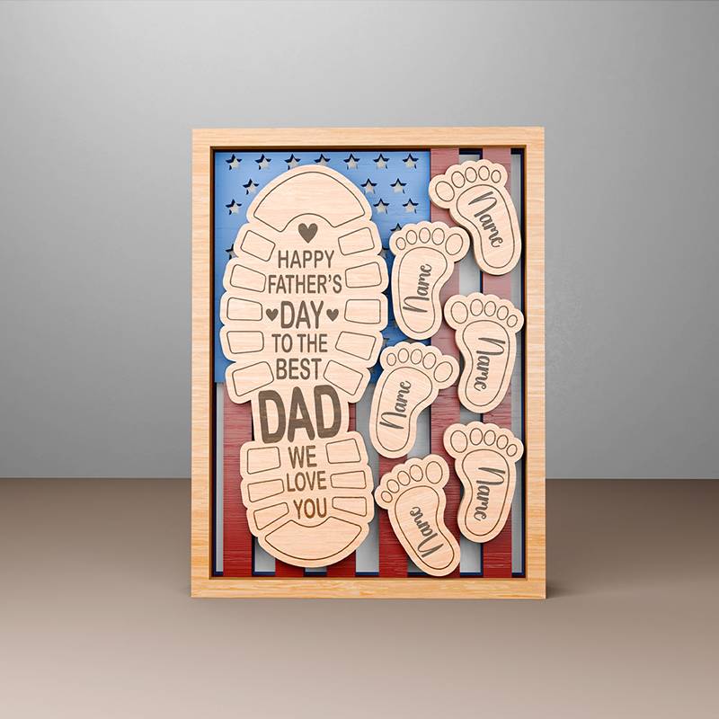 Personalized Frame To The Best Dad We Love You Custom Kids Footprints Design Creative Father's Day Gift
