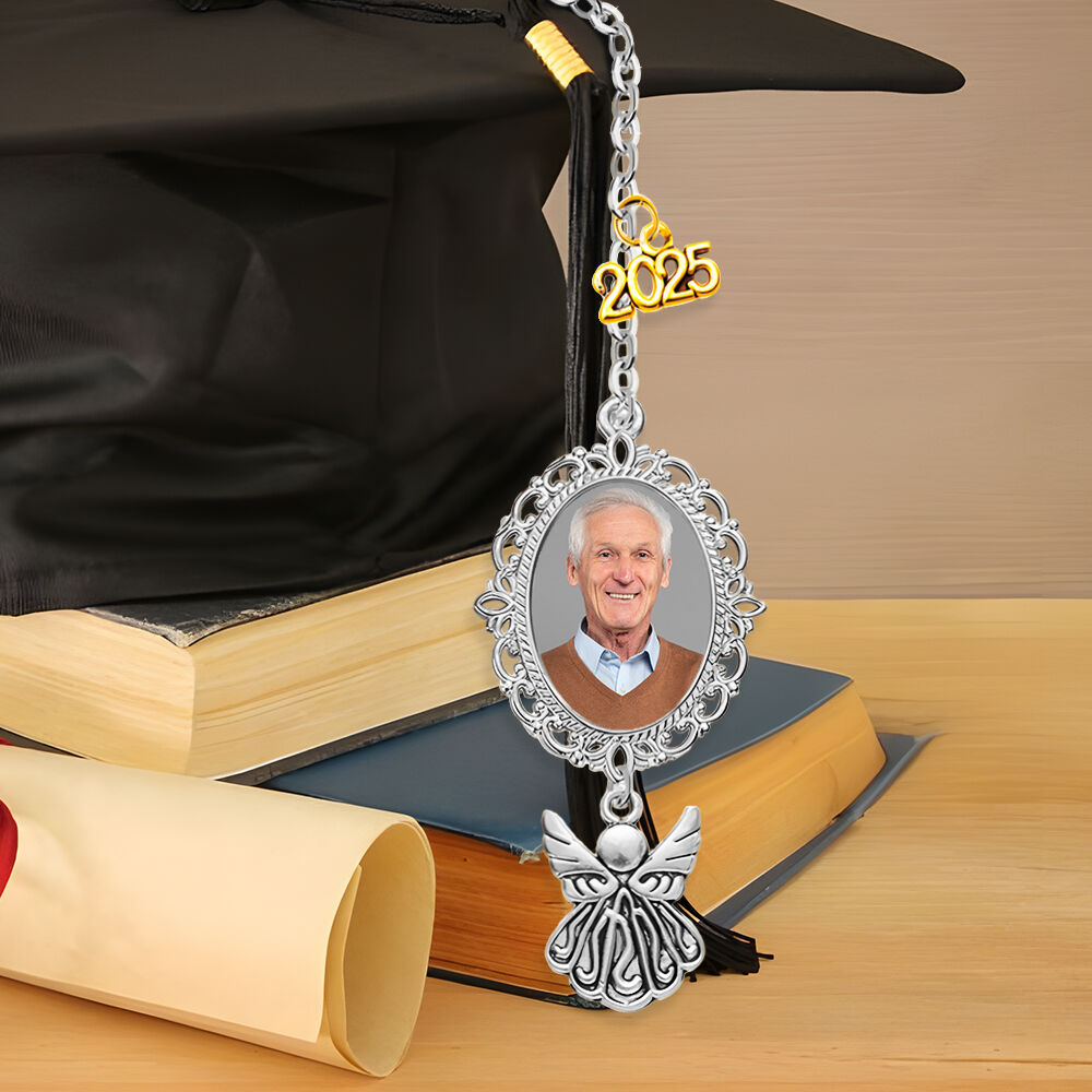 Custom Graduation Cap Tassel with Angel Wings Photo Decoration Pendant Memorial Gift for Children