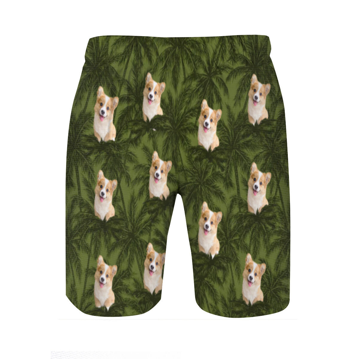 Personalized Picture Men's Beach Shorts with Palm Tree Pattern Simple Gift for Friends