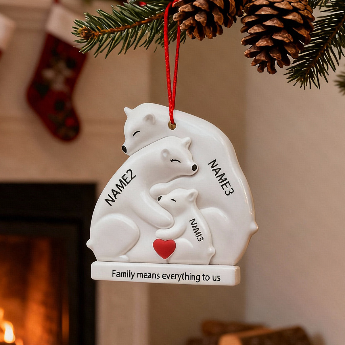 Ornamenti personalizzati a forma di famiglia di orsi con nomi personalizzati regali di Natale per la famiglia