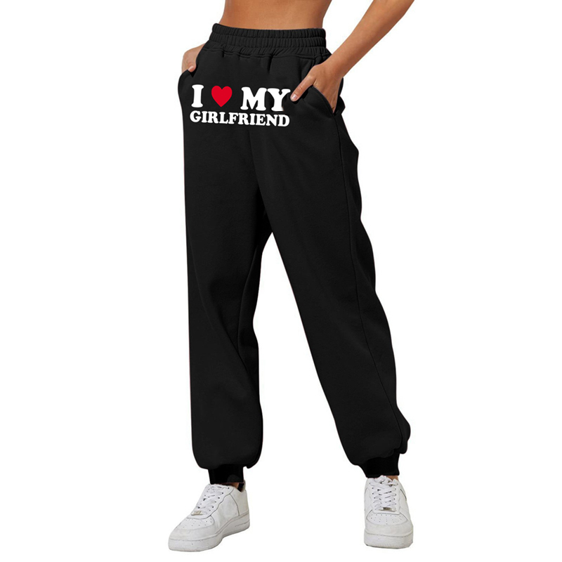 Personalized Pants I Love My Girlfriend with Heart Pattern Valentine's Day Gift for Lover